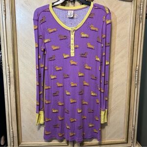 Munki Munki Purple Yellow  Dachshund Dogs Lounge Sleep Shirt Night Gown